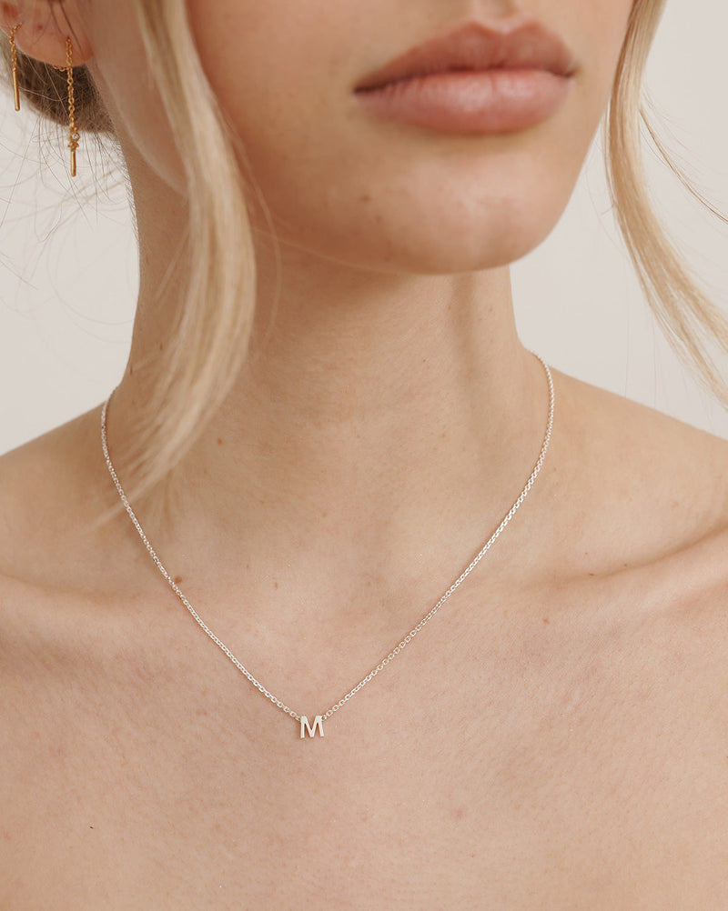 Custom Single Initial Necklace - Sterling Silver