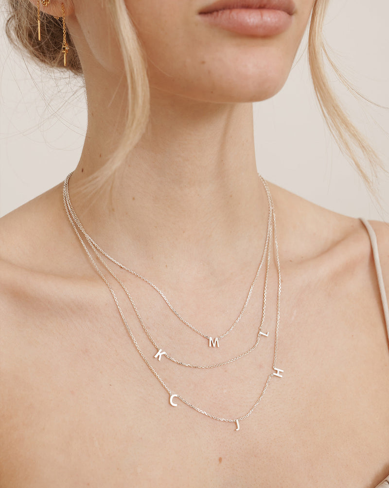 Custom Duo Initials Necklace - Sterling Silver